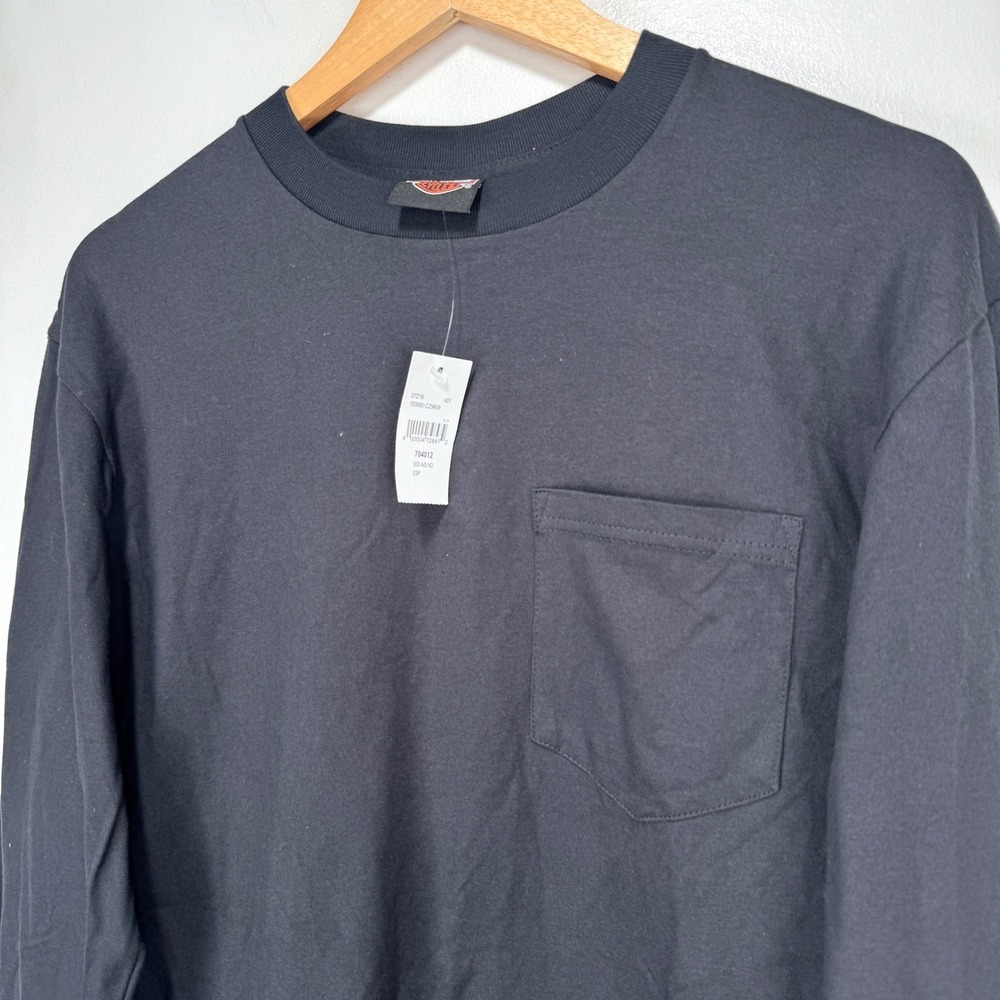 Harley Davidson Long Sleeve Crew Neck T-Shirt Men Medium Black Cotton Pocket - Picture 4 of 10